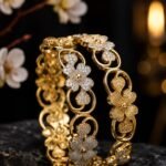 set of 2 gold plated gold stone studded bangles set